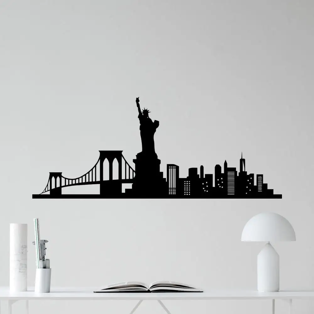 195x80CM New York Skyline naklejka ścienna naklejka statua Liberty Vinyl naklejki Home Decor salon ameryka tapeta na ścianę C37