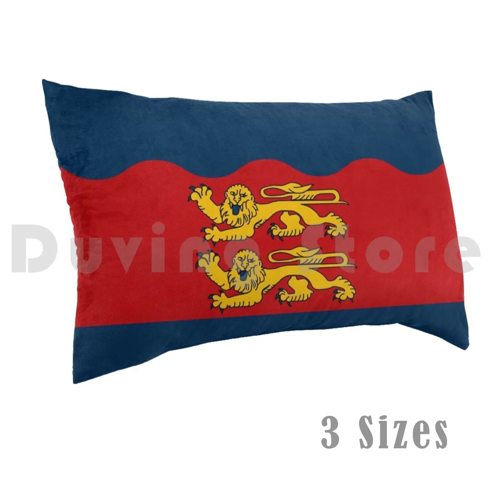 Funda de almohada con bandera de Calvados (Francia) Estampada 35x50 Escudo de armas Normandía Norman Calvados franceses Francia