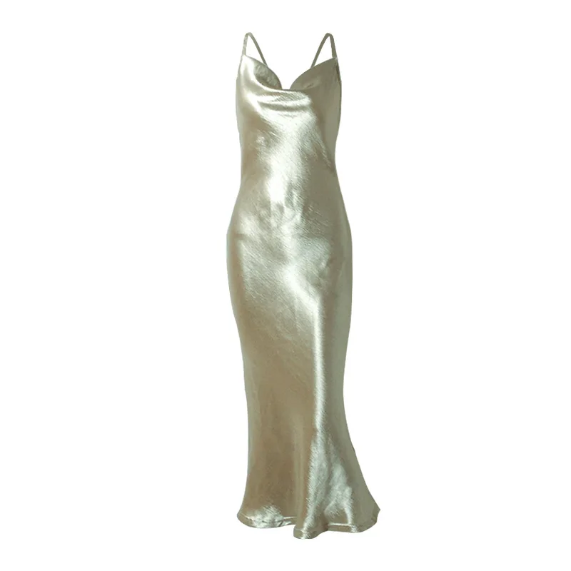 Spaghetti Nachtkleding Custom Made Crystal Satin Backless Mermaid Stijl Koos Kleur Van Grafiek Een Stuk Nachthemd Bathgown