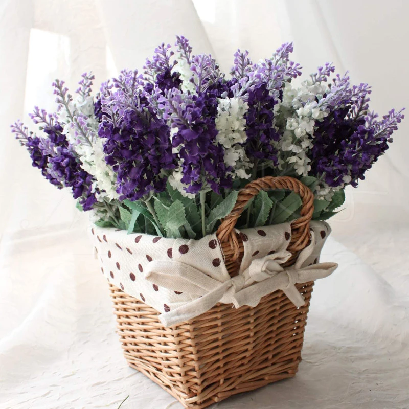 Romantic Provence Decoration Preserved Lavender Flowers Artificial Silk Flowers Wedding Party Garden Decoration Plastic Lavender