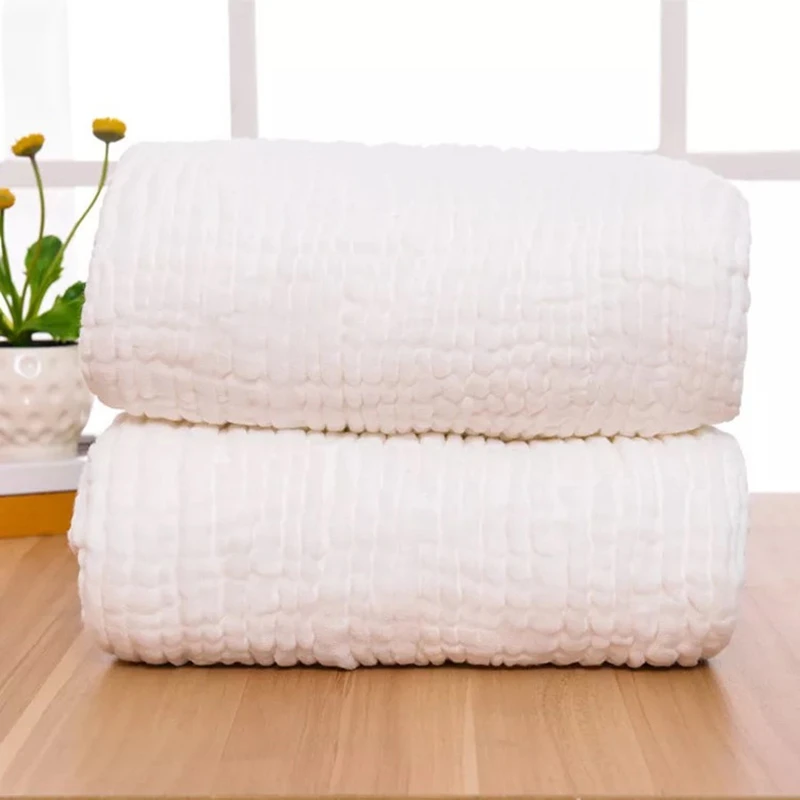 10 Layers Crinkle Cotton Gauze Blanket 100% Cotton White Color 110 x 110 cm Baby Blanket  10 Peces Small Wholeasle