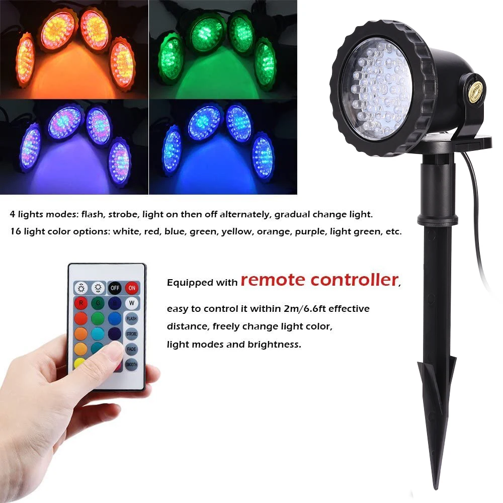 12W LED RGB Lawn Light Waterproof Landscape Spotlight Remote Control Dimmable LED Lamp Garden Pathway Patio Lights Decor D30