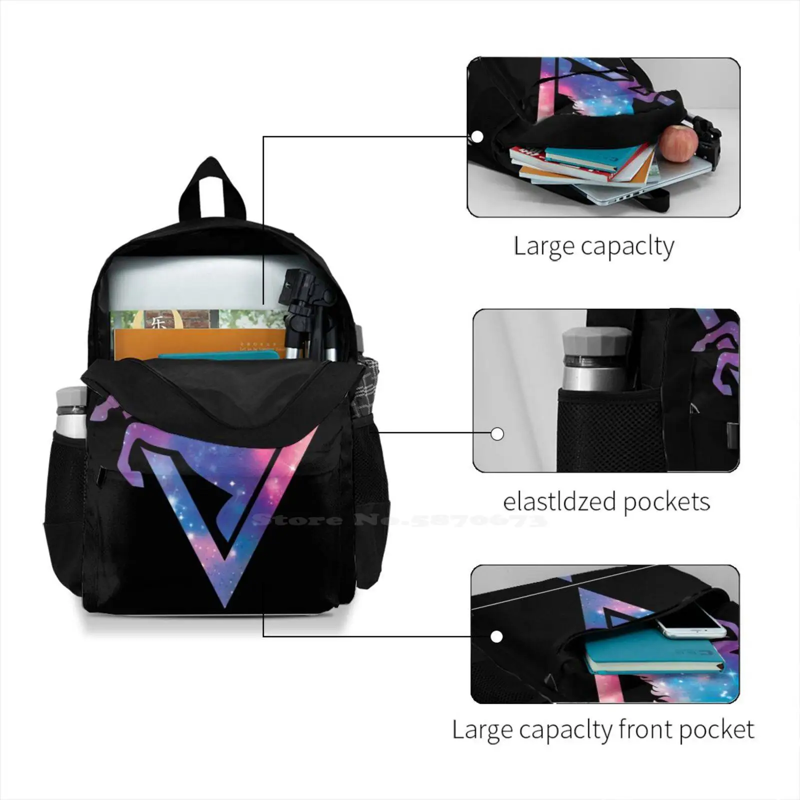 Galaxy Unicorn Bag Backpack For Men Women Girls Teenage Rekikomsos Space Galaxy Stars Pastel Goth Fairy Kei Digital Drawing