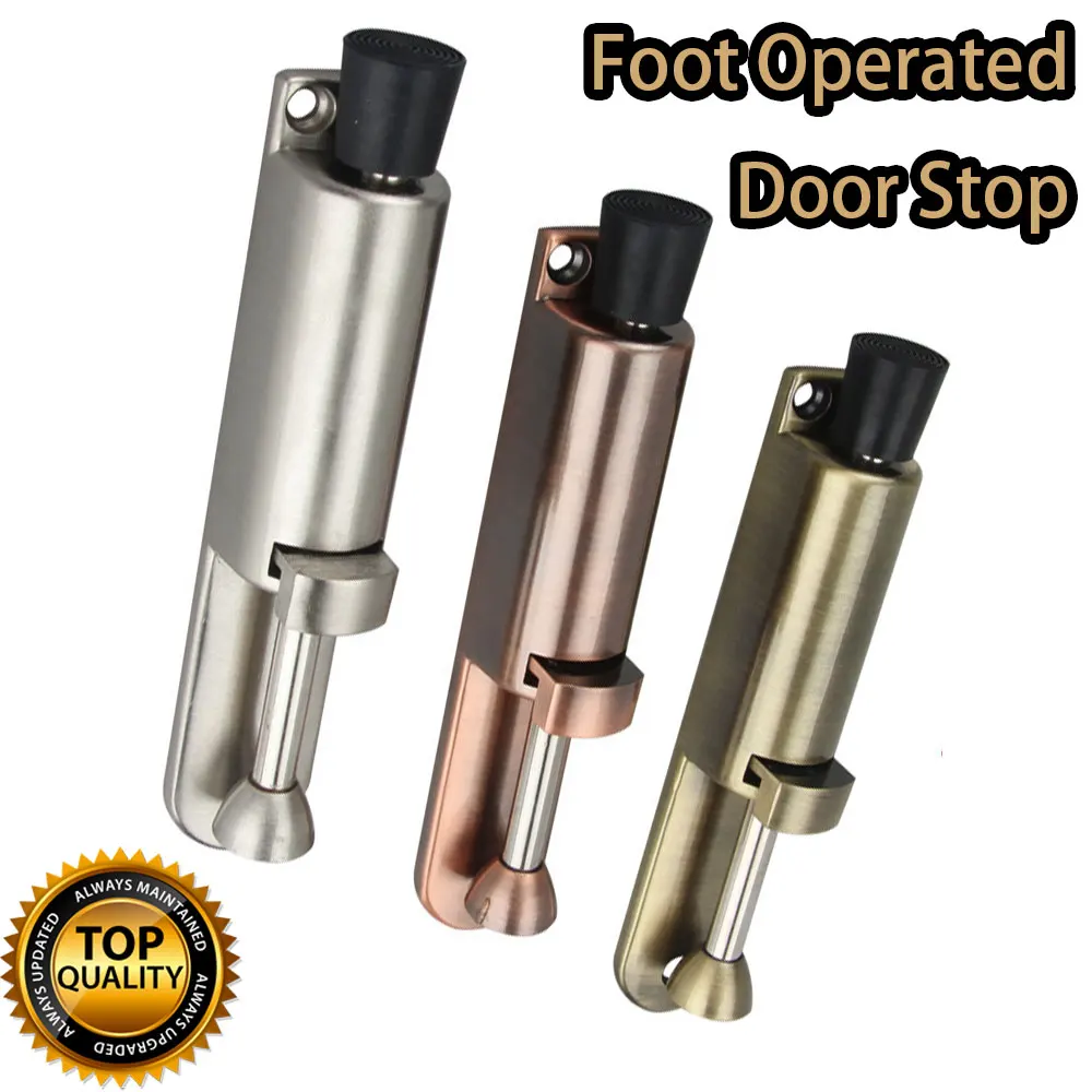 Zinc Alloy Foot-operated Lever Door Stop Adjustable Kick Down Door Holder Household Hardware Door Buffer Fittings