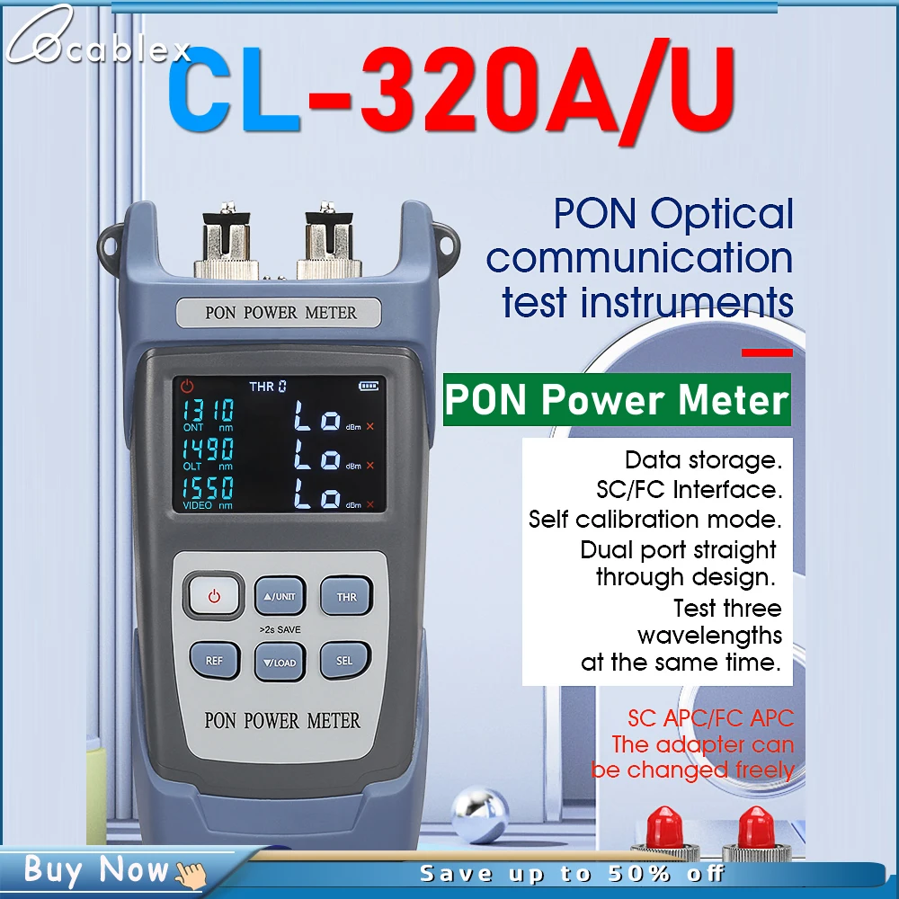 CL-320A/U Handheld PON Meter Portable Fiber Optical PON Power Meter FTTX/ONT/OLT 1310nm 1490nm 1550nm PON OPM