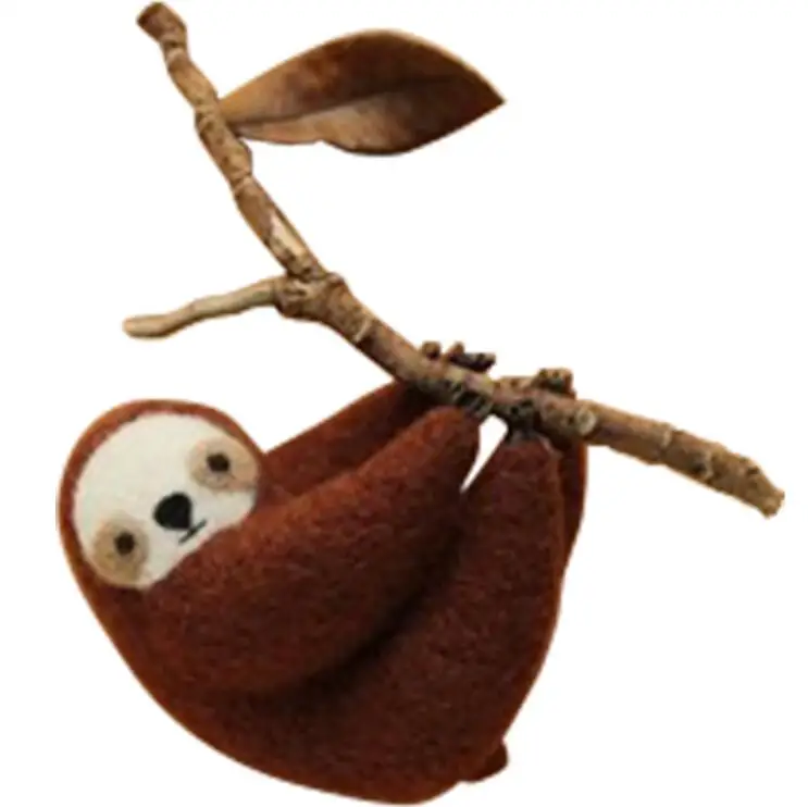 Sloth Brooch wool needlepoint kit  wool felt needle felting decoration craft needlecraft DIY ha