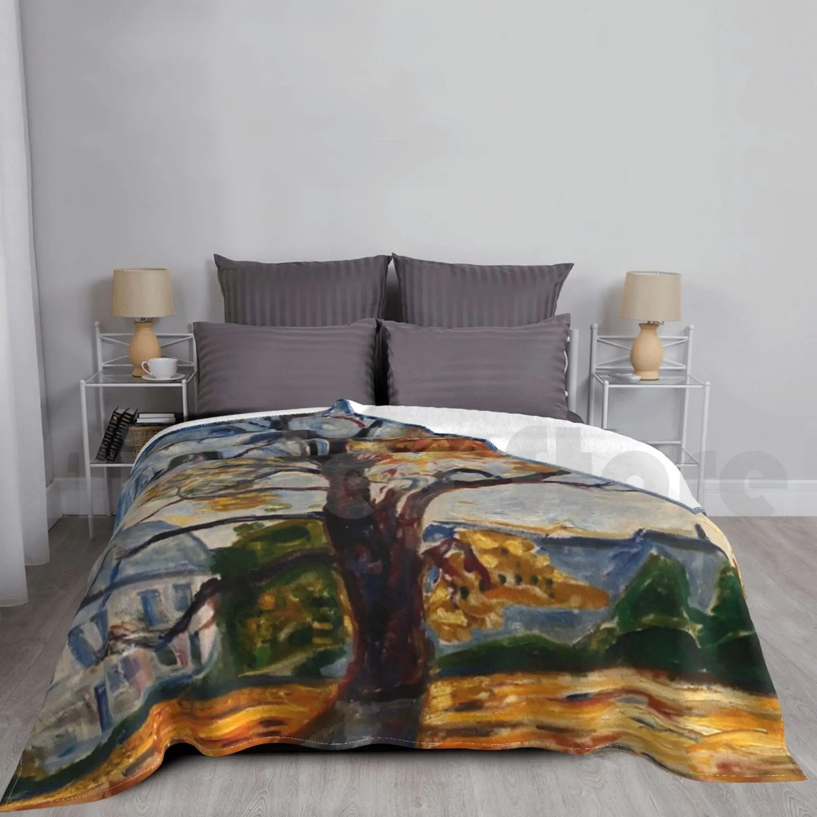 The Oak ( 1906 ) By Edvard Munch Blanket For Sofa Bed Travel The Oak Landscape Edvard Munch Munch Dutch