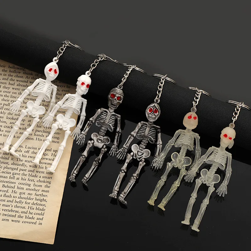 Women Keychain Men Creative Chic Toilet Skeleton Skull Purse Bag Key Ring Jewelry Bag Charm Pendant Funny Gifts 6.5cm