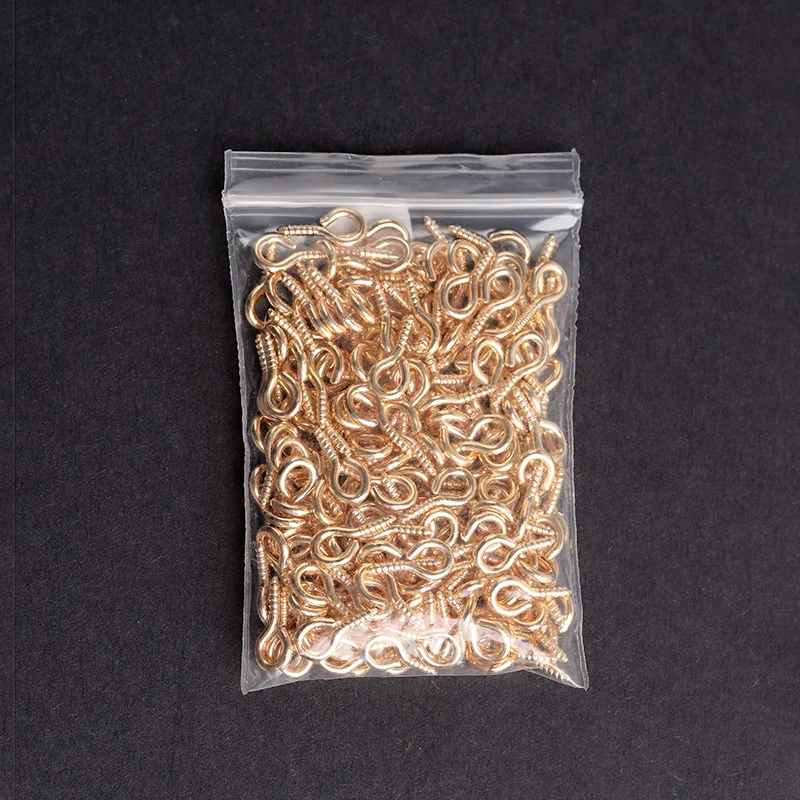 100–200 Stück kleine kleine Mini-Augennadeln, Nietstifte, Haken, Ösen, Schraubgewinde, goldfarbene Verschlüsse, Haken, Schmuckzubehör für die Herstellung von DIY – Detail 5