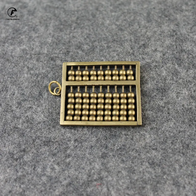 Antique Copper abacus key chain tea pet Miniatures Figurines Small Ornaments Brass china computer Accessories Desk Decortions
