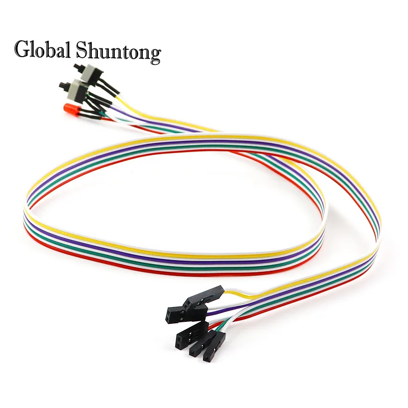 5PCS 65CM Slim  Compute Motherboard Power Cable Original On Off Reset with LED Light    Switch Push Button 