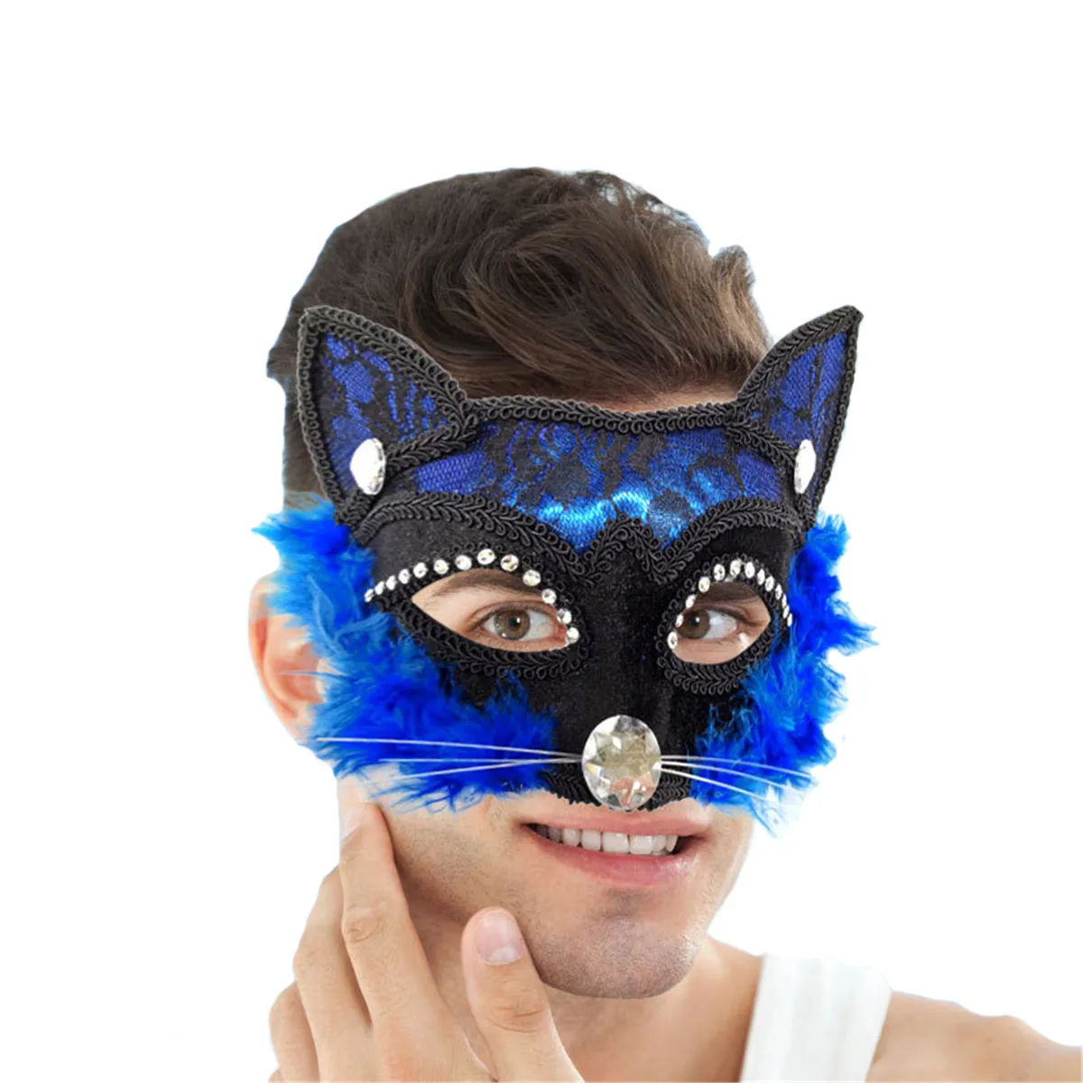Sexy Leather Cat Mask Women Masquerade Mask Women Girls Sexy Lace Black Cat Eye Mask for Cosplay Christmas Halloween Party
