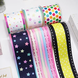 Fai da te Cartoon Dots And Stars nastro in Grosgrain stampato a colori sfumati per forniture artigianali accessori per cucire 5 Yards. 43564