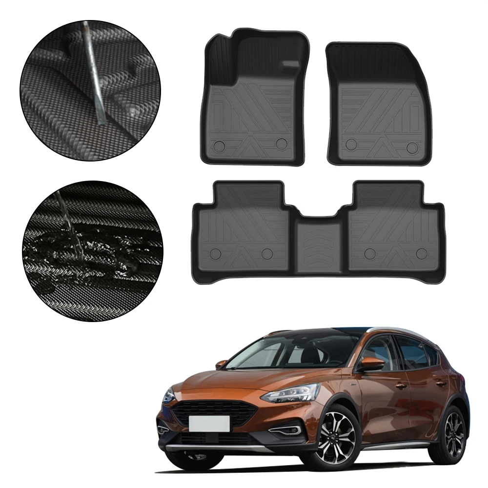 

Car Floor Mats Waterproof Non-Slip For Ford Focus Active Hatchback 2019-2020 TPE Rubber All-Weather Protection Accessories Foot