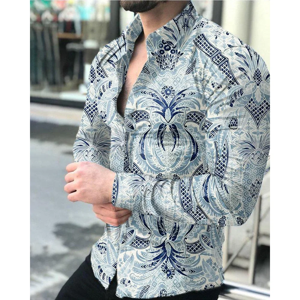 Branches Butterfly Abstract Pattern 3D All Over Printed Hawaiian Casual Button Up Dress Shirts Full Sleeve Streetwear Men Cloth