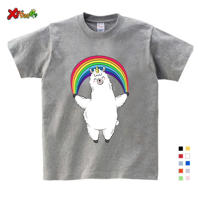 Kids T-Shirts Boys Girls Children Clothes New Summer Animal Print Cartoon Alpaca Graphic Baby Clothes Tees Tops for Girl T Shirt