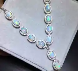 charming natural Opal Necklace real 925 Sterling Silver Women Necklace pendants fire color gemstone fine jewelry Christmas gift