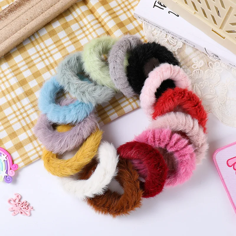 2022 Selling New Fashion Autumn Winter Plush Sweet Plush Elastic Hair Bands Hair Ring for Women Girl Child Accessories Headwear