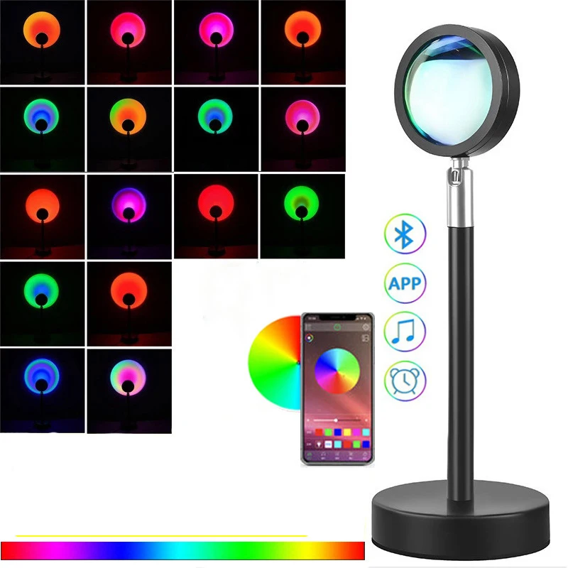 16 Color APP Controll RGB Smart LED Bulb Sunset Projection Lamp USB Bluetooth Light For Room Background Home Decoration
