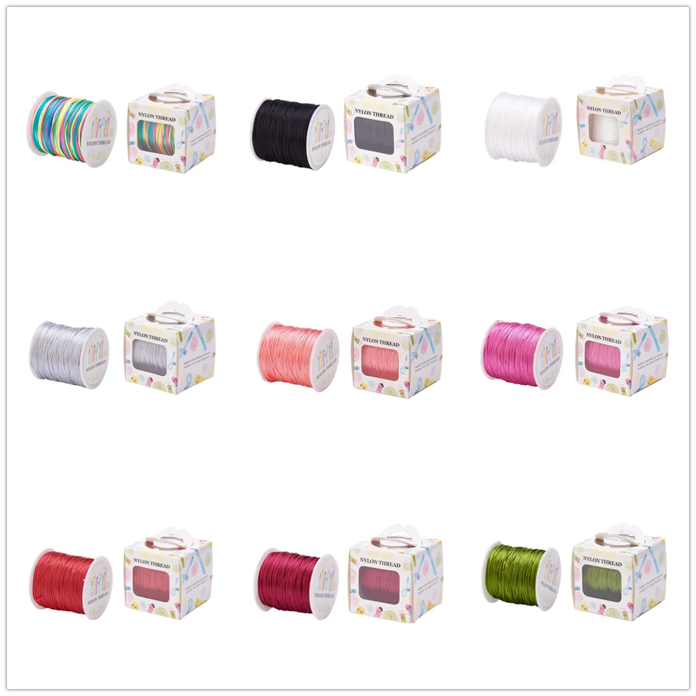 1 Roll Nylon Thread Rattail Satin Cords 1mm 1.5mm Bracelet Necklace Jewelry Finding Accessories With Box 34 colors choose