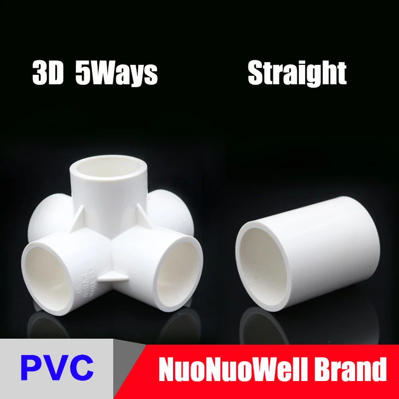 NuoNuoWell białe przewody rurowe z PVC proste kolanko stałe równe Tee złącza złącze z tworzywa sztucznego części wodne pcv 3/4/5 sposoby DIY półka