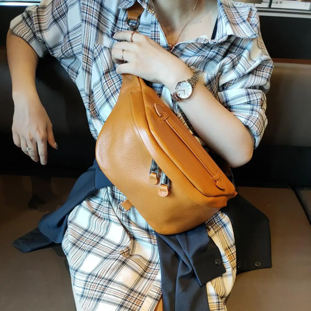 BRIGGS-riñonera de piel auténtica para mujer, bolso de lujo, de marca de diseñador, de calidad