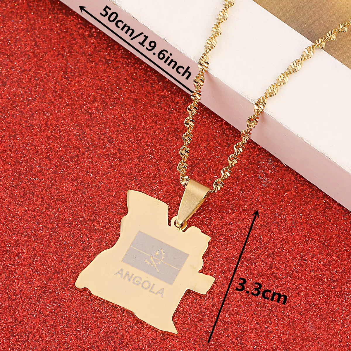 Stainless Steel Angola Map Pendant Necklace Gold Color Fashion Angolan Map Chain Jewelry