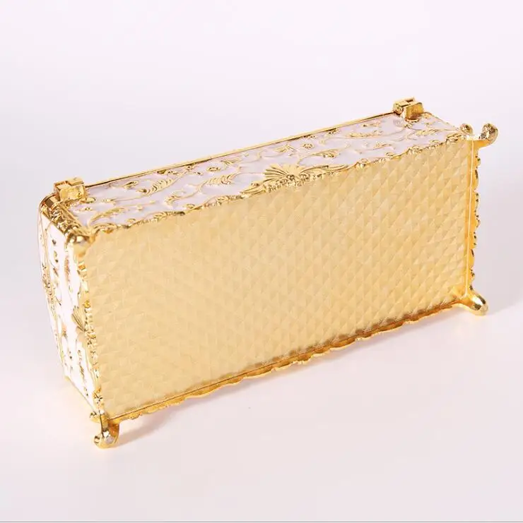 Europe Rectangle gold/sliver jewelry box desktop  metal storage box  tin box organizer for girl\'s gift Z202