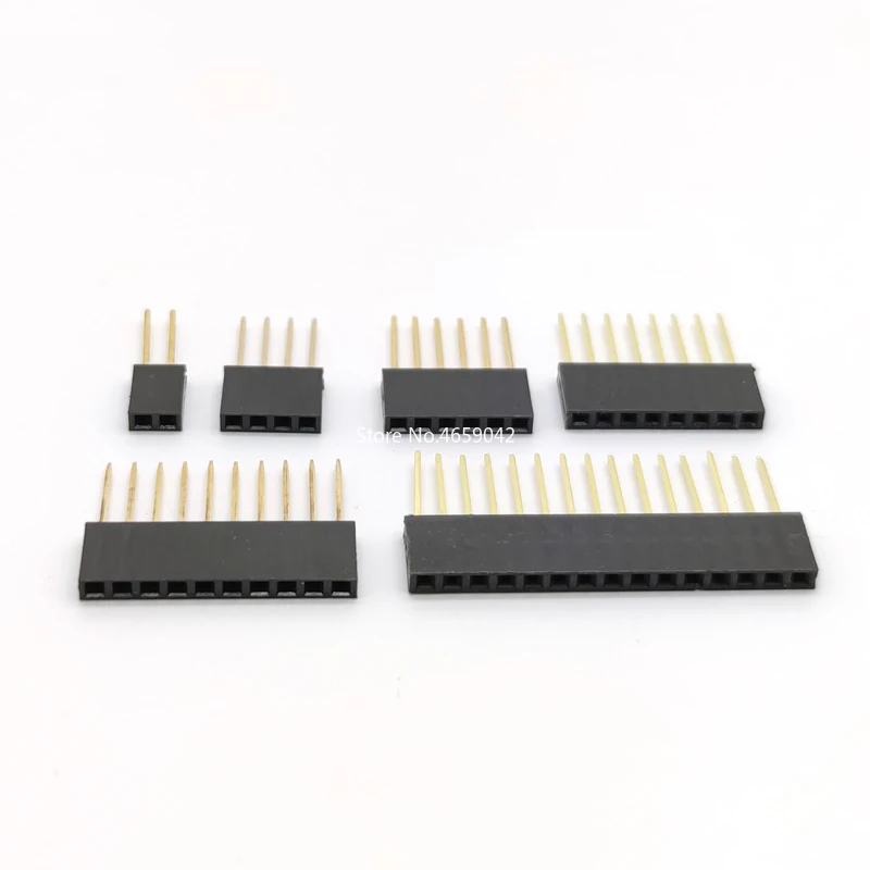 10PCS 2.54mm Stackable Long Legs Female Header 2/3/4/5/6/8/10/15P Single Row Connector Multicolor Socket for Arduino PCB