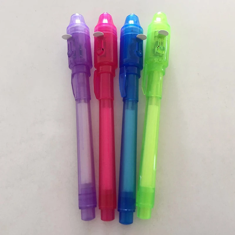 Bolígrafo fluorescente secreto de luz UV para niños, lápiz mágico Invisible para almohadilla de escritura, tablero de dibujo y pintura, regalo de