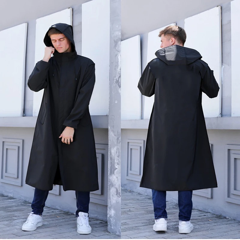 Alta qualità 1PC nero moda adulto impermeabile lungo impermeabile EVA unisex impermeabile impermeabile con cappuccio impermeabile impermeabile hikin