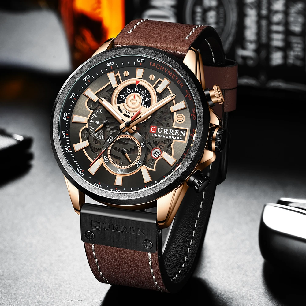 CURREN Fashion Male Watches Strap Sport Chronograph Wristwatch Creative Design Multifunctional Quartz Clock relogio masculino