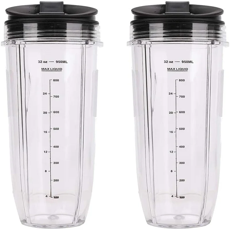 2 Pieces 32OZ Cups with Sip N Seal Compatible with Nutri Ninja Auto-iQ 1000W and Duo Blender