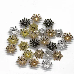 Mibrow 100pcs 15mm Gold/Silver/Antique Bronze Filigree Flower Bead Caps Connectors Charms End Bead Cap For DIY Jewelry Making