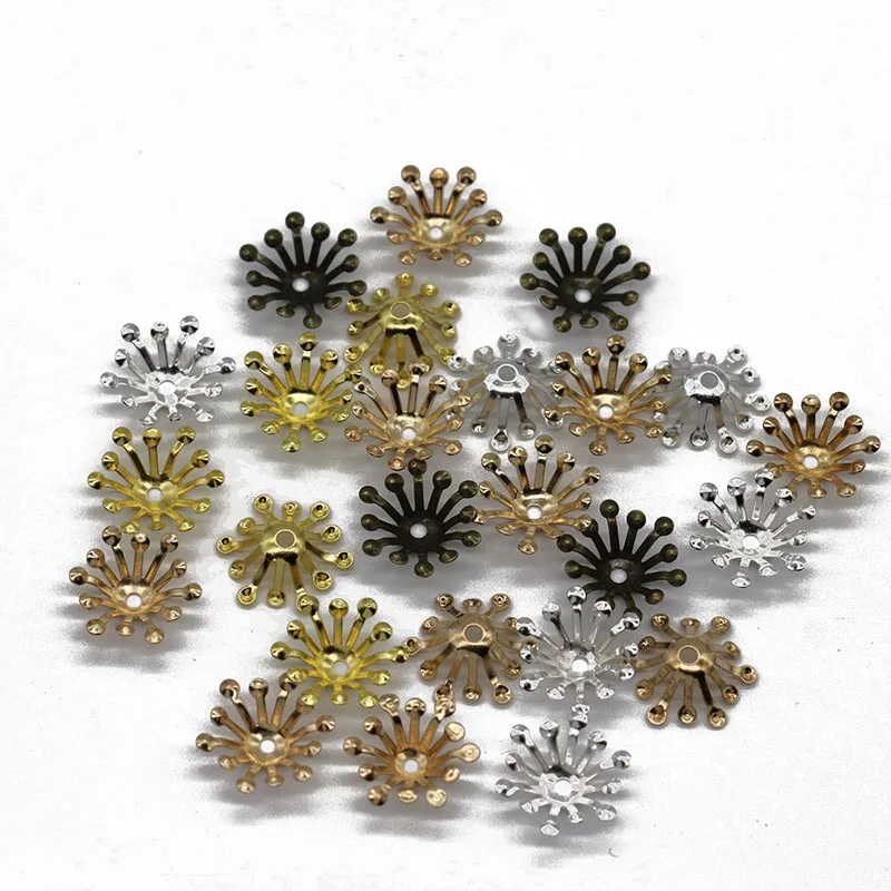 Mibrow 100 sztuk 15mm złoty/srebrny/antyczny brąz filigranowy kwiat koralik czapki złącza Charms końcówka koralik Cap dla DIY tworzenia biżuterii