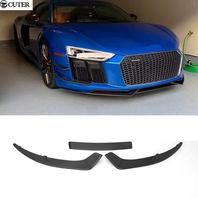 New R8 Carbon Fiber FRP Front Bumper Lip Splitter for Audi R8 Car Body Kit 16-18