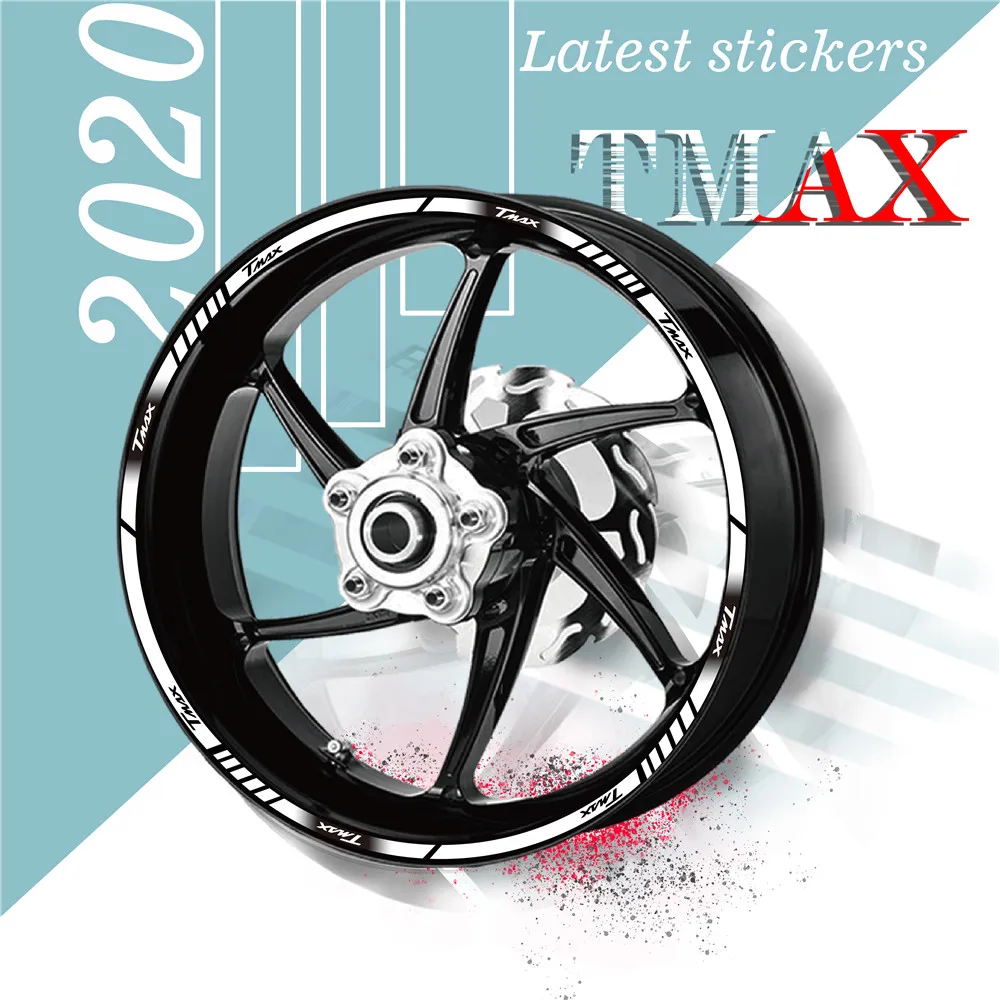 Motorcycle front and rear wheels full cover outer rim sticker stripe wheel tire decal For YAMAHA TMAX  tmax