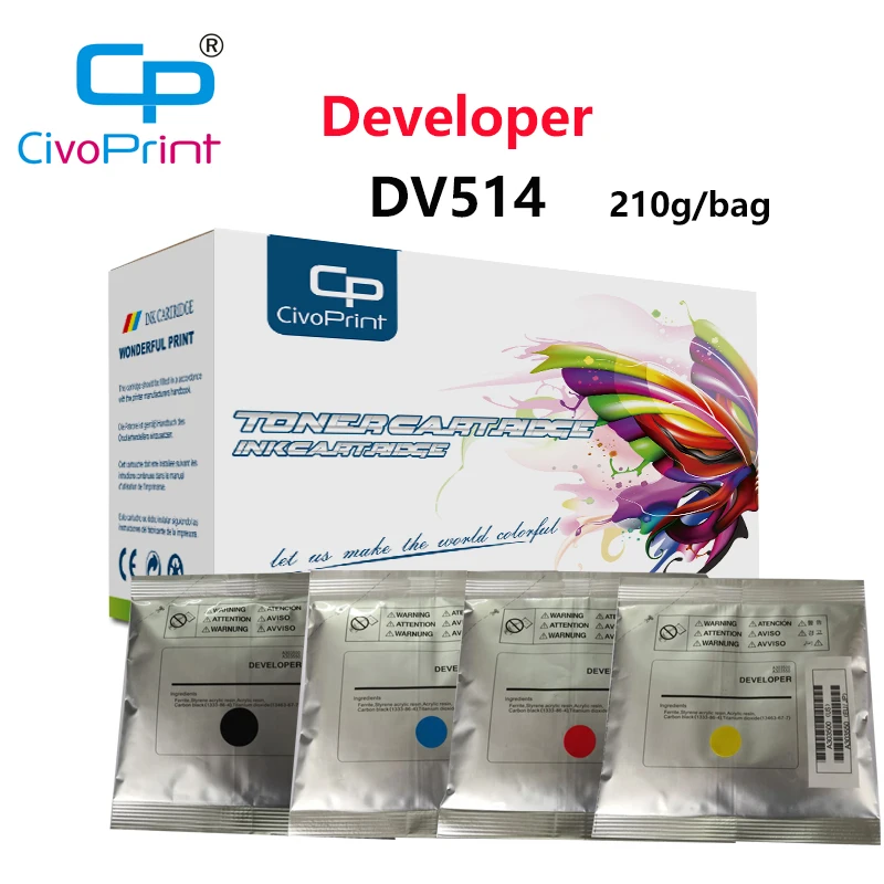 Civoprint compatible DV514 Developer for Konica Minolta bizhub C658 C558 C458 C368 C308 Copier Developer 210g/bag 4 colors