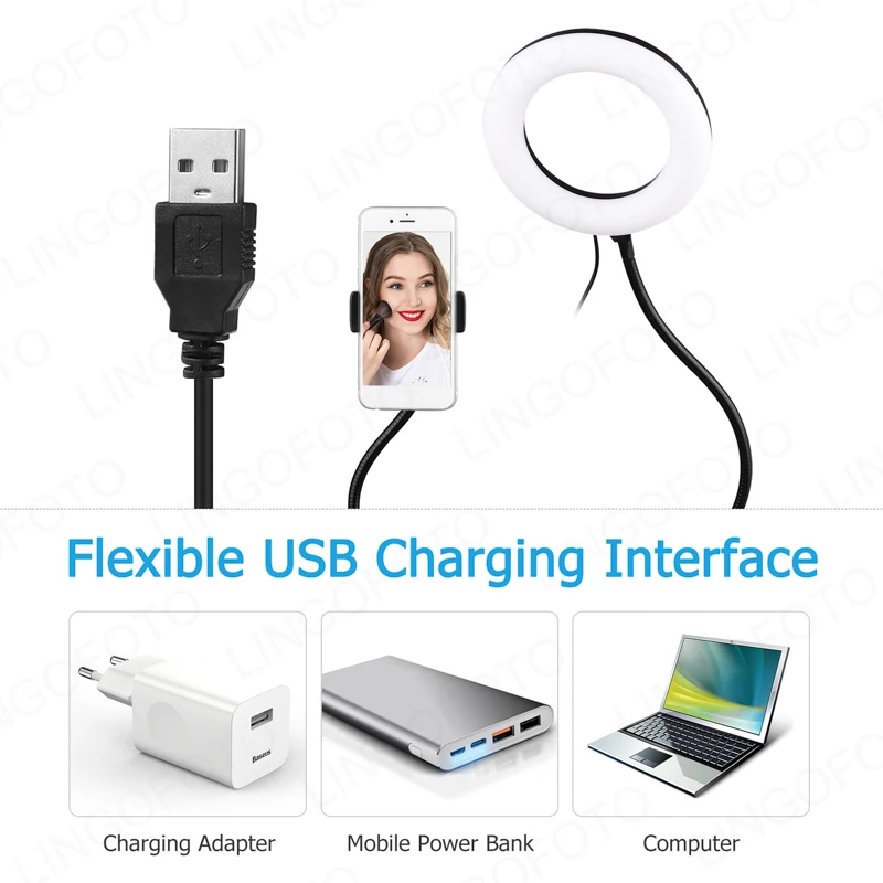 Светодиодный кольцевой светильник 6/8 дюйма два в одном с металлическим шлангом и держателем для телефона AC1048 AC1049