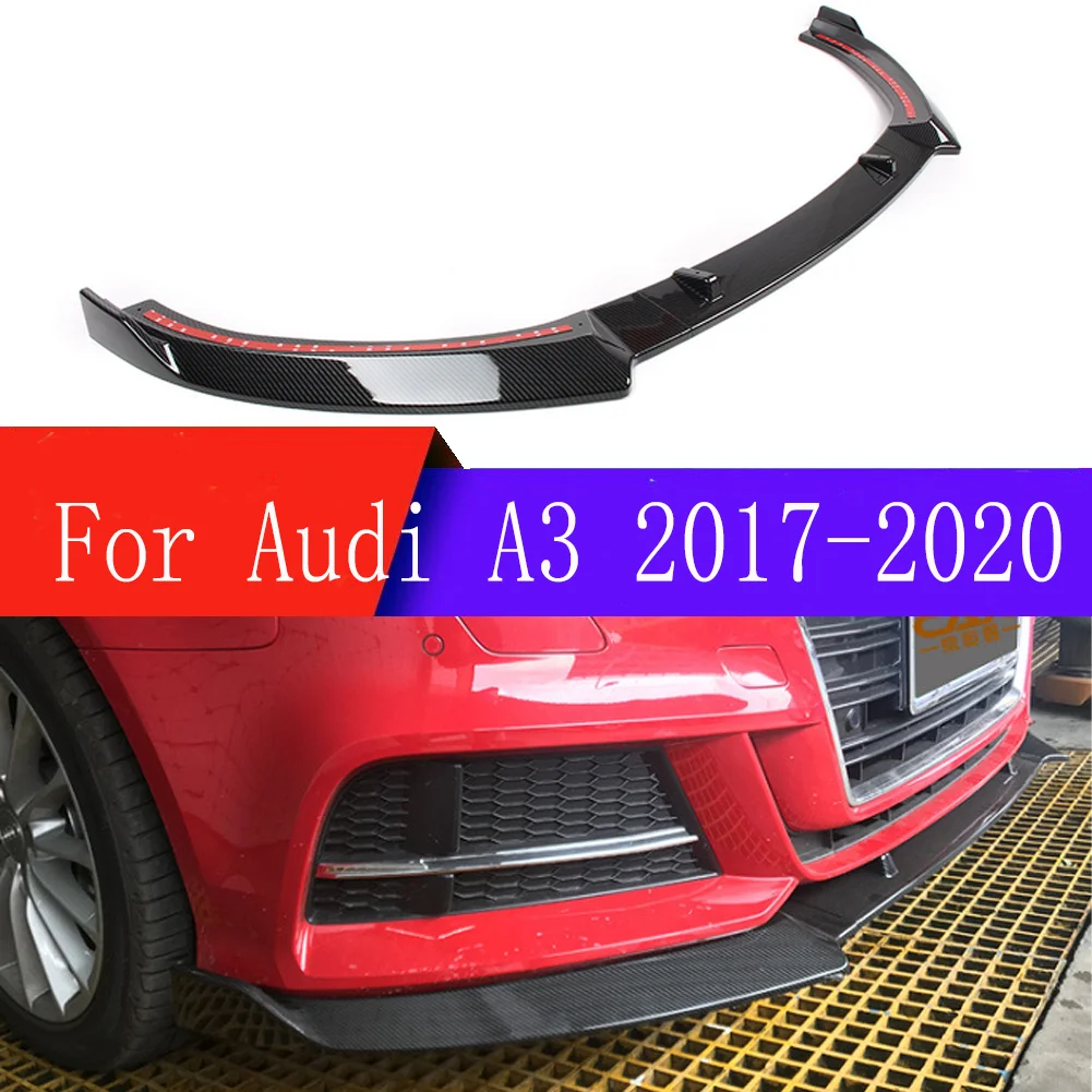 

For Audi A3 2017 2018 2019 2020 Car Front Bumper Splitter Lip Spoiler Kits Cover Exterior Moulding Trim Diffuser Guard Protectio