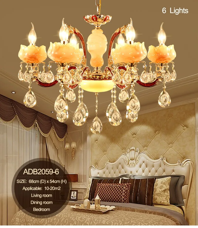 

Luxury Simulated Jade LED Crystal Chandeliers Lighting Fixtures With 6 Arms 8 Arms 15 Arms For Living Room Lighting