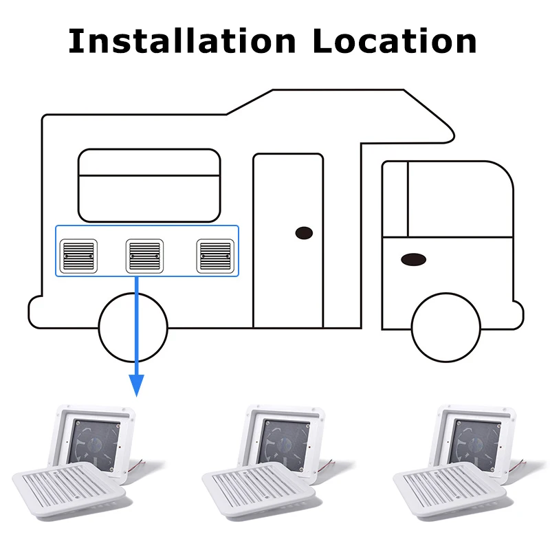 Rejilla de ventilación silenciosa para caravana, ventilador de escape en el lateral DE REFRIGERACIÓN MONTADO, accesorios de ventilación para