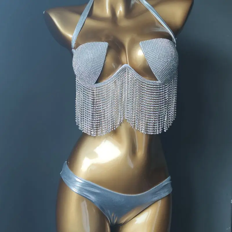 2020 venus wakacje sexy frędzle diamentowe bikini zestaw popularny łańcuch rhinestone stroje kąpielowe push up damskie kostiumy kąpielowe gorący