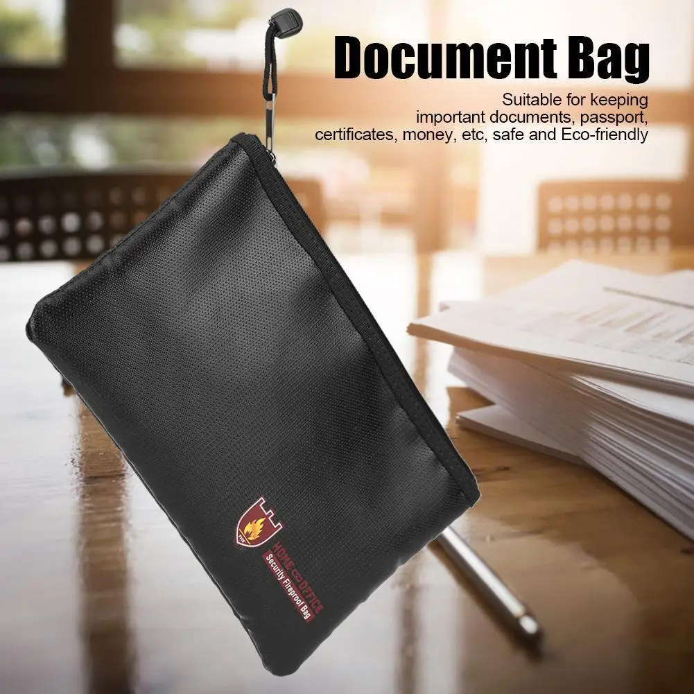 Zipper Folder Fireproof Document Bag Fire Resistant Waterproof Envelope Pouch Safe for Documents Passport Money Files