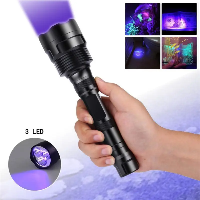 GM 365nm or 395nm UV LED Lantern Powerful 10W UV Flashlight 3 LED Black Light Ultraviolet Torch For Pet Urine Scorpion Detect