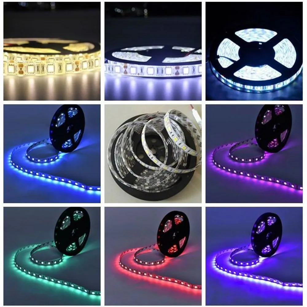 Tira de luces LED de 5M 300, cinta no impermeable, DC12V, más brillante SMD2835 5050, blanco cálido/azul/rojo/verde, artículo de luces para