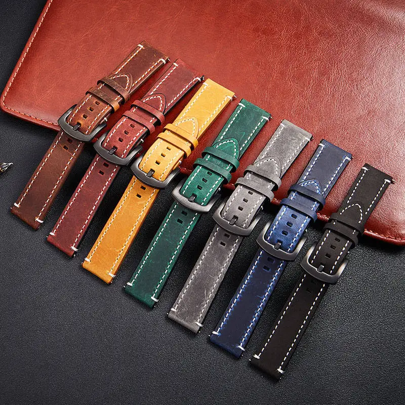 18mm 20mm 22m 24mm Quick Release Leather Watchbands  Casual Belt Smart Watch Strap Soft Comfortable Bracelet Wrist Watch Band