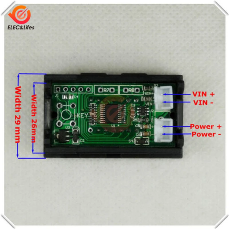 DC 0-4.3000-33.000V 5 Digit 3 Wires LED Digital Voltmeter Voltage Meter Volt Detector Tester For Car Panel Red Blue Yellow Green