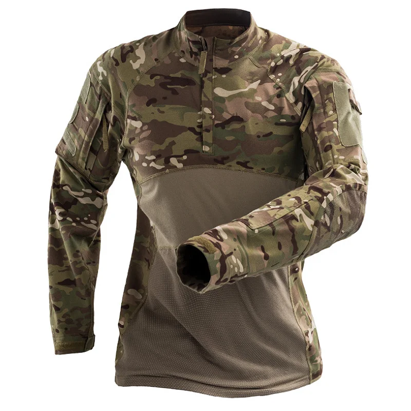 Tactical Combat Shirt Men CottonUniform Cotton CP Camouflage T- Shirt Multicam  Clothes Camo Long Sleeve Shirt