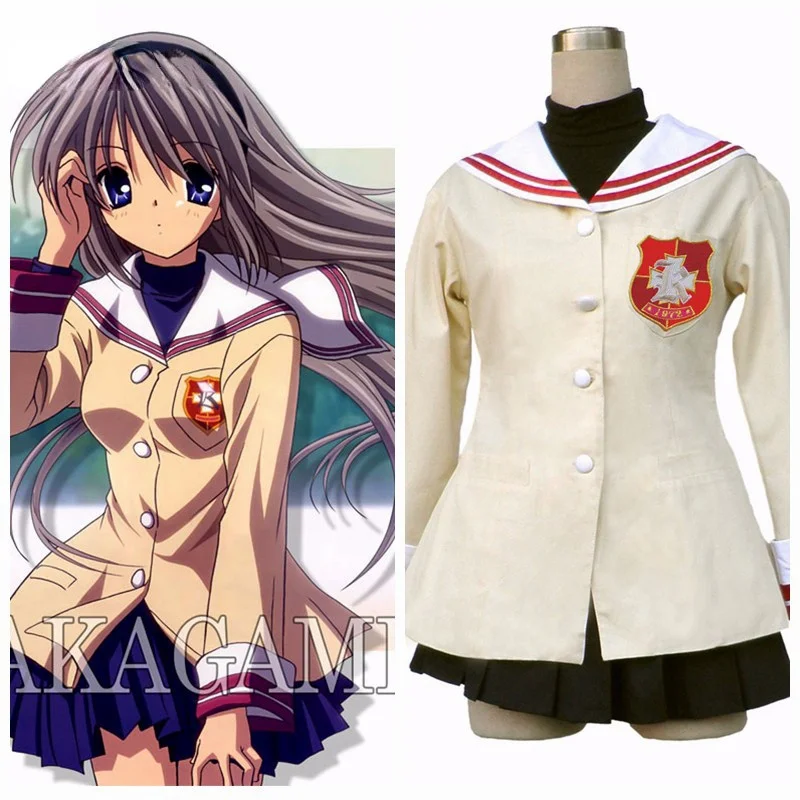 

School Costume Clannad Anime Girl Costume First grade Red Badge School Uniform Halloween Cosplay Costume